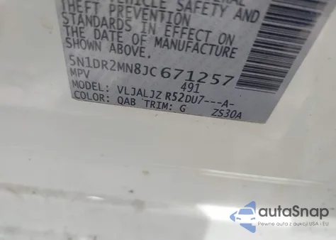 2018 Nissan Pathfinder Platinum z USA, uszkodzony, nr VIN 5N1DR2MN8JC671257